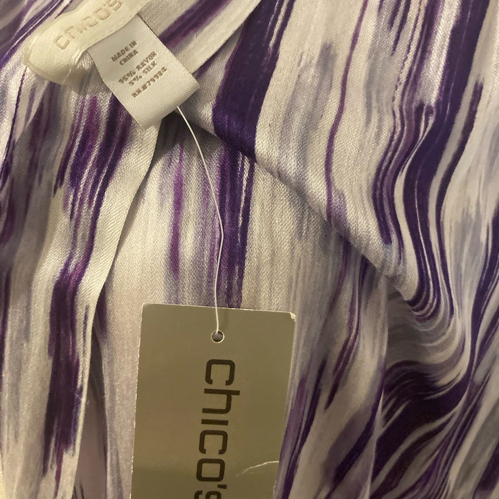 Chico’s Large Purple and Silver Patterned Scarf - Picture 3 of 5